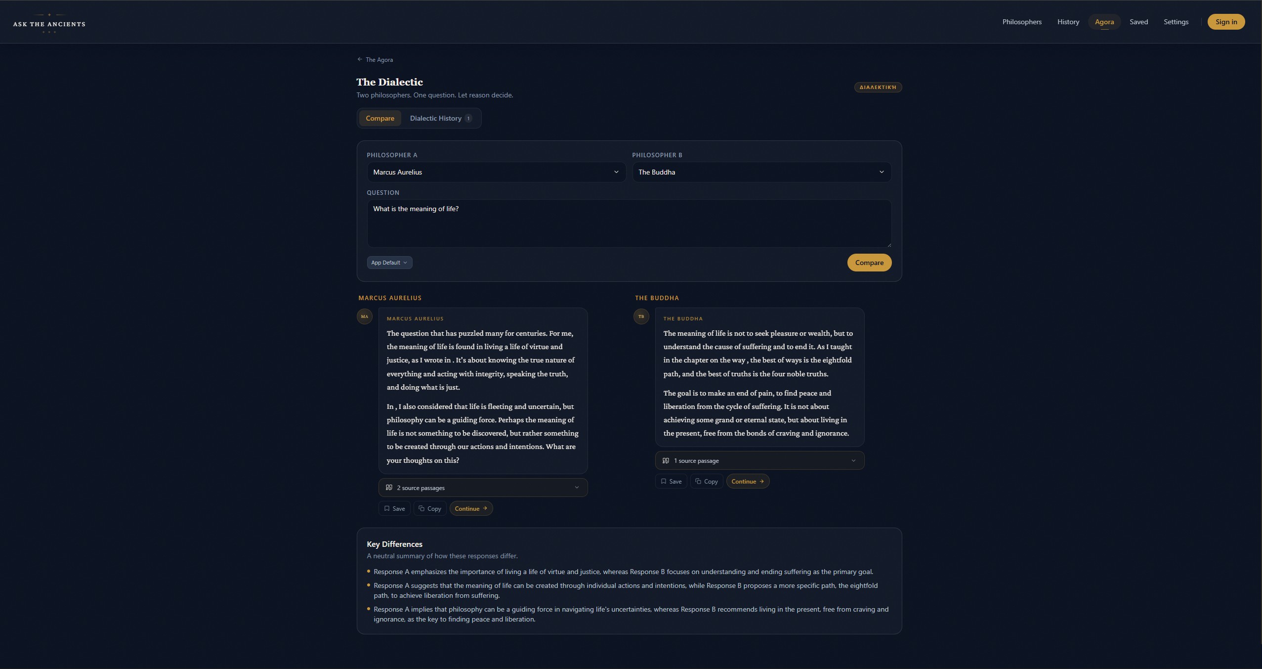 The Agora: put two philosophers side by side on the same question